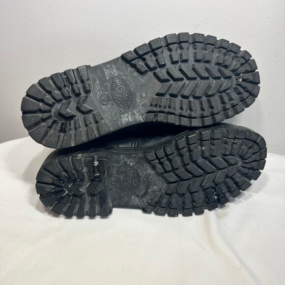 VTG Rugged Outdoors Boots Black Faux Leather Lace Up Grunge Gothic Combat Work 7 - Picture 8 of 9